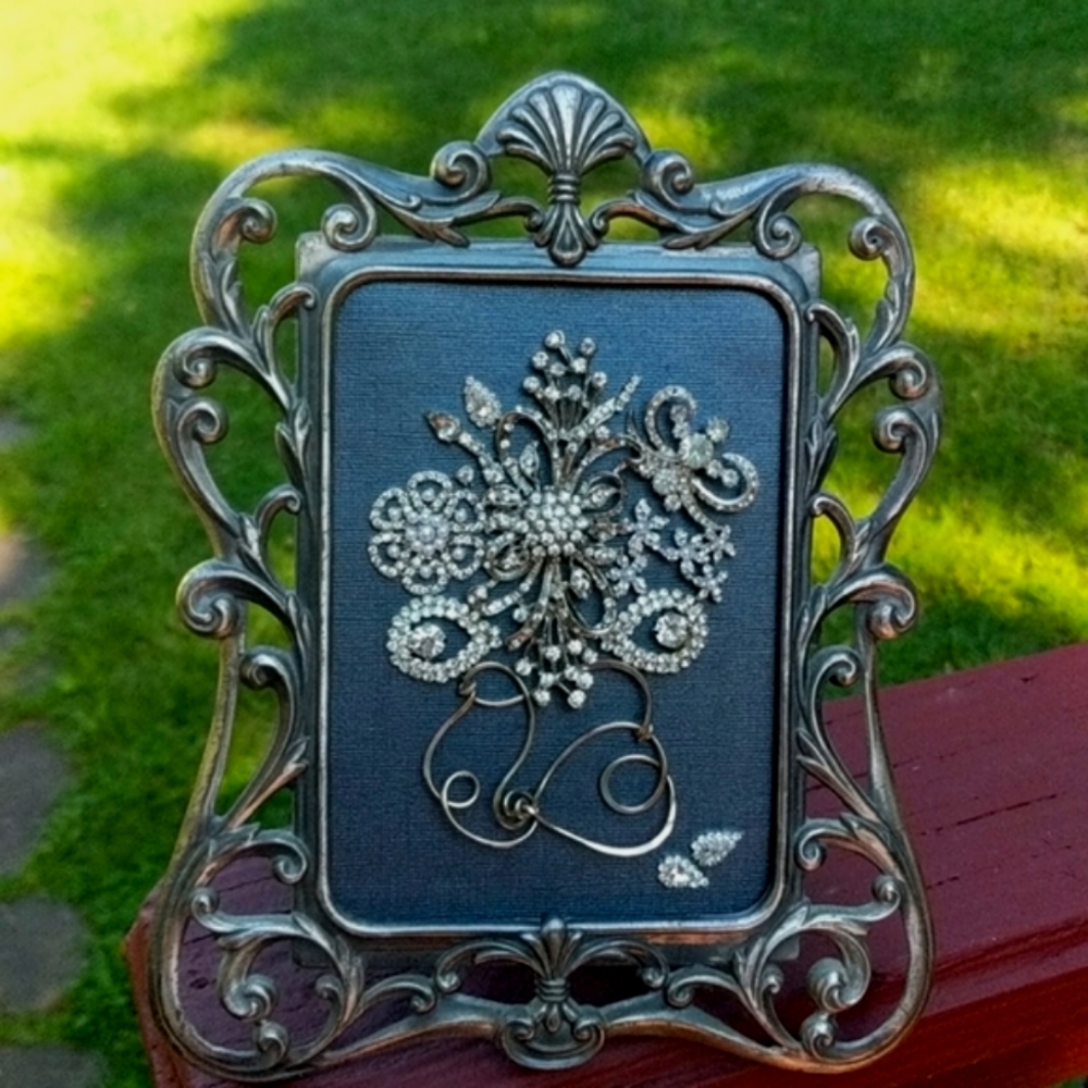 Artisan handmade wall art decor framed jewelry art collage original art!